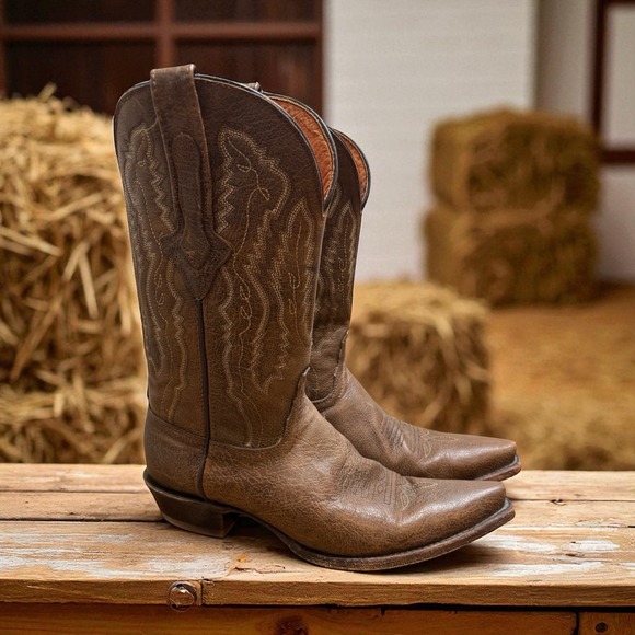 Soto Boots Mens Brown Distressed Leather Western Cowboy Snip Toe